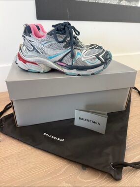 Balenciaga Grey Blue Pink Runner 2 Size 37